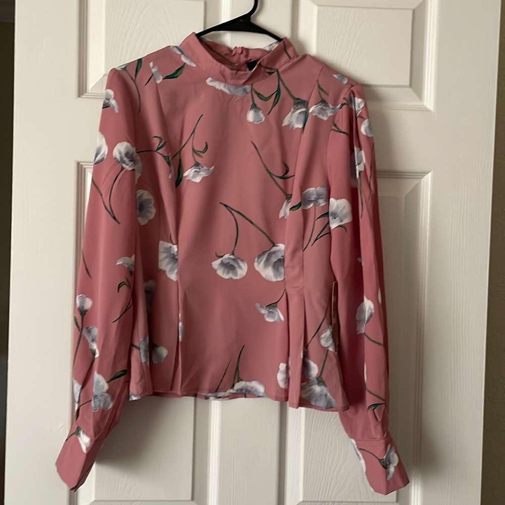 Forever 21, Contemporary Blouse, Pink with Floral Prints